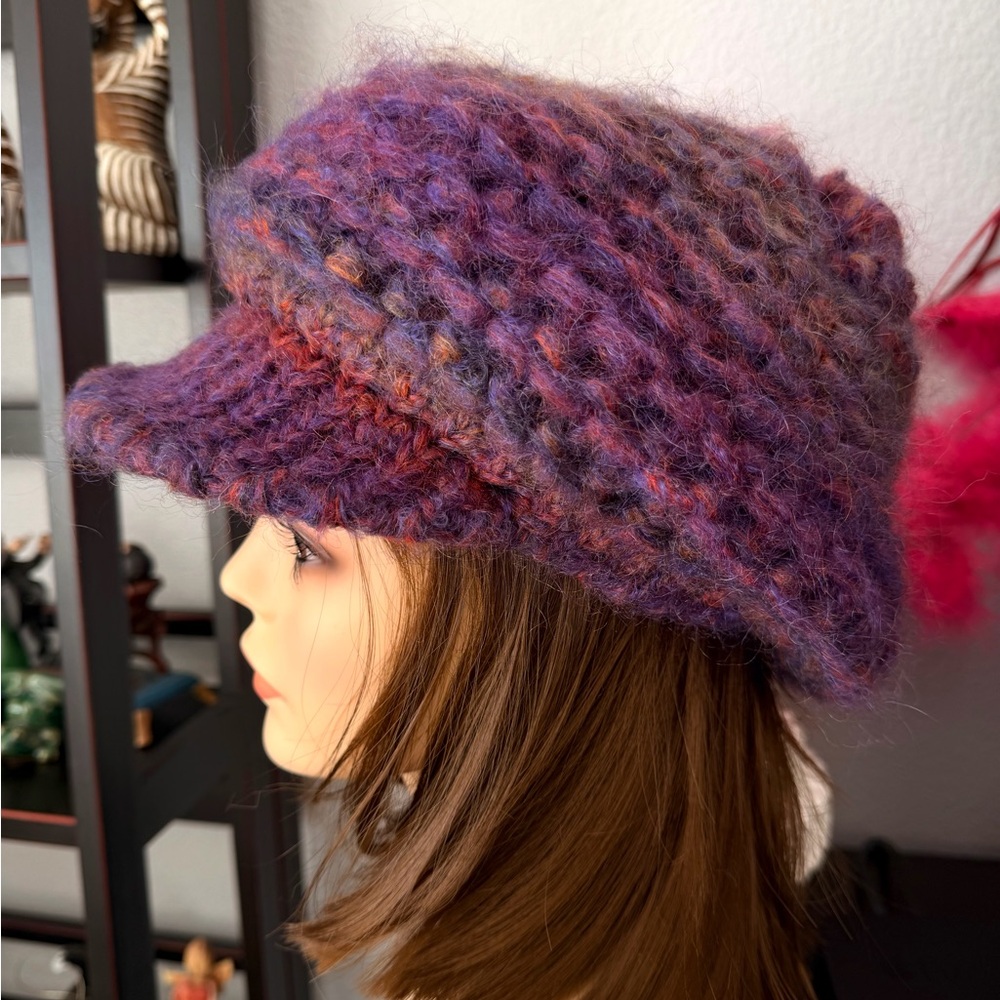Italian Purple Knit Pageboy Hat - Picture 6 of 9